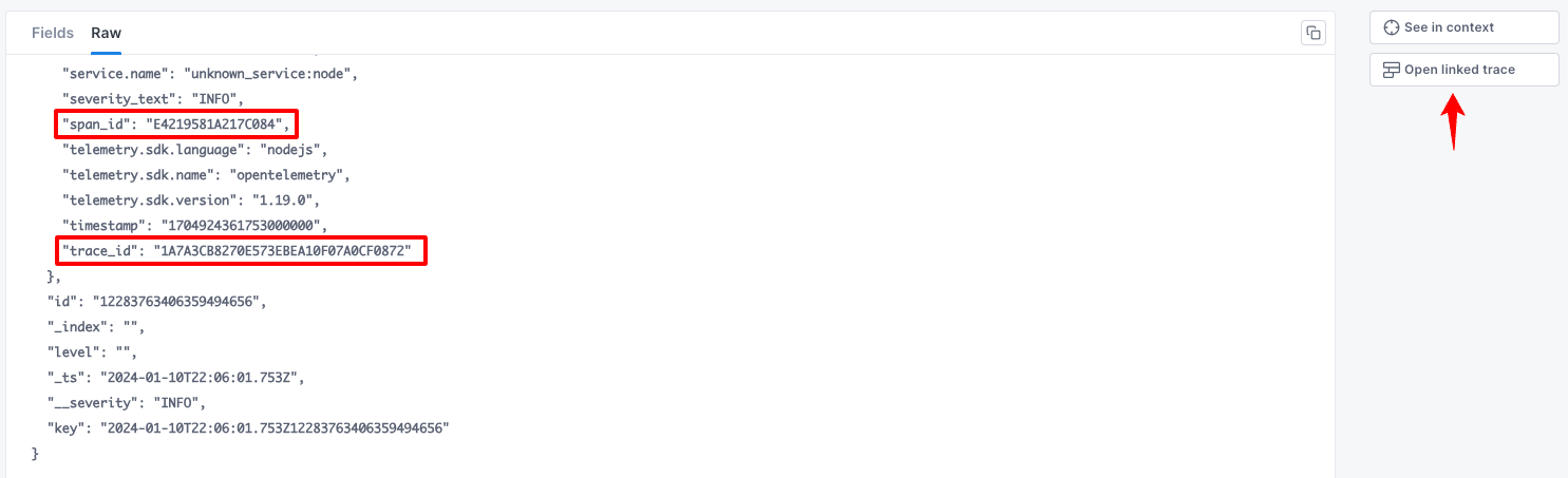 Log with trace context