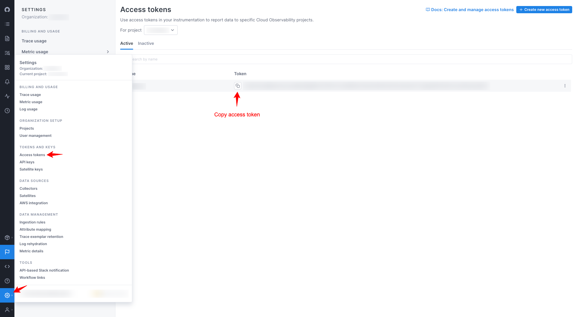 Cloud Observability Access Token